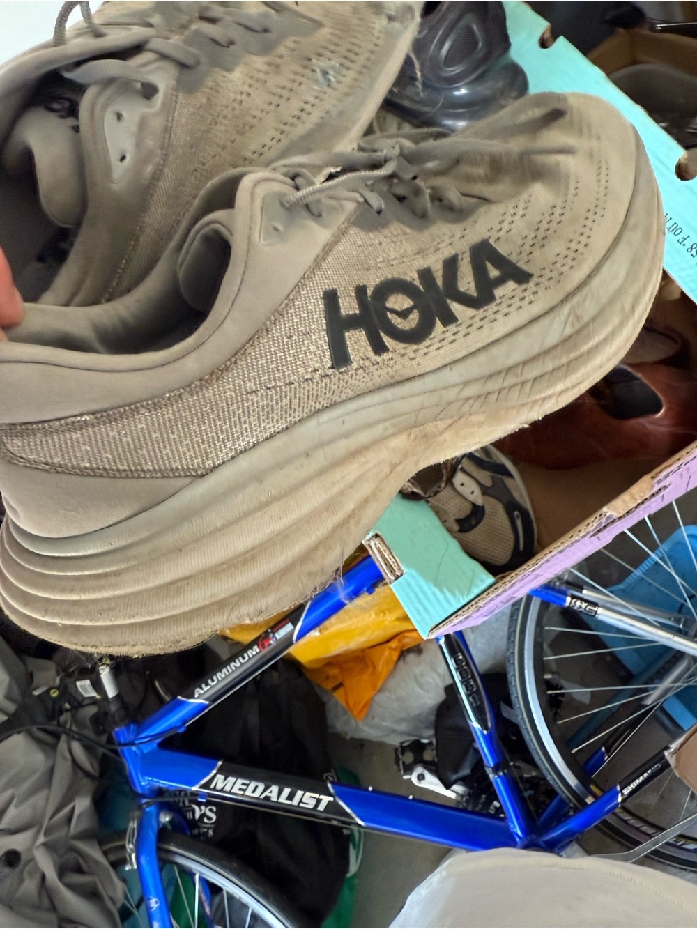 HOKA Neutral grey Running Shoes dirty